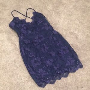 Blue lace formal dress